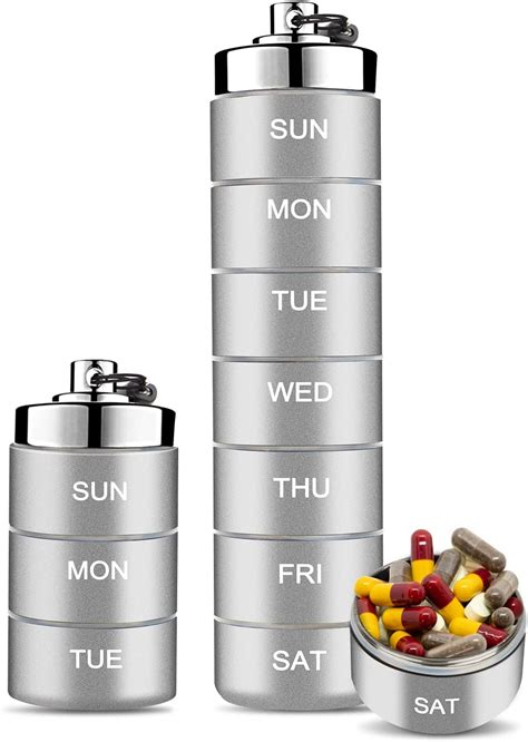 round metal pill box|metal weekly pill organizer.